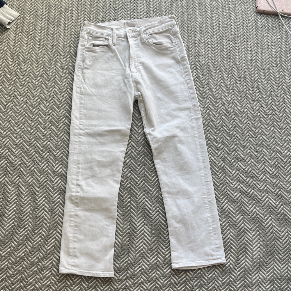 MOTHER Women’s White Straight Jeans